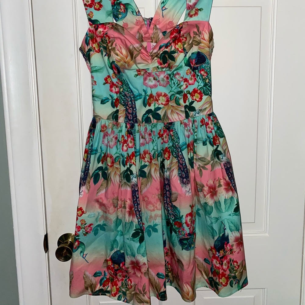 Beautiful Peacock Floral Print Dress